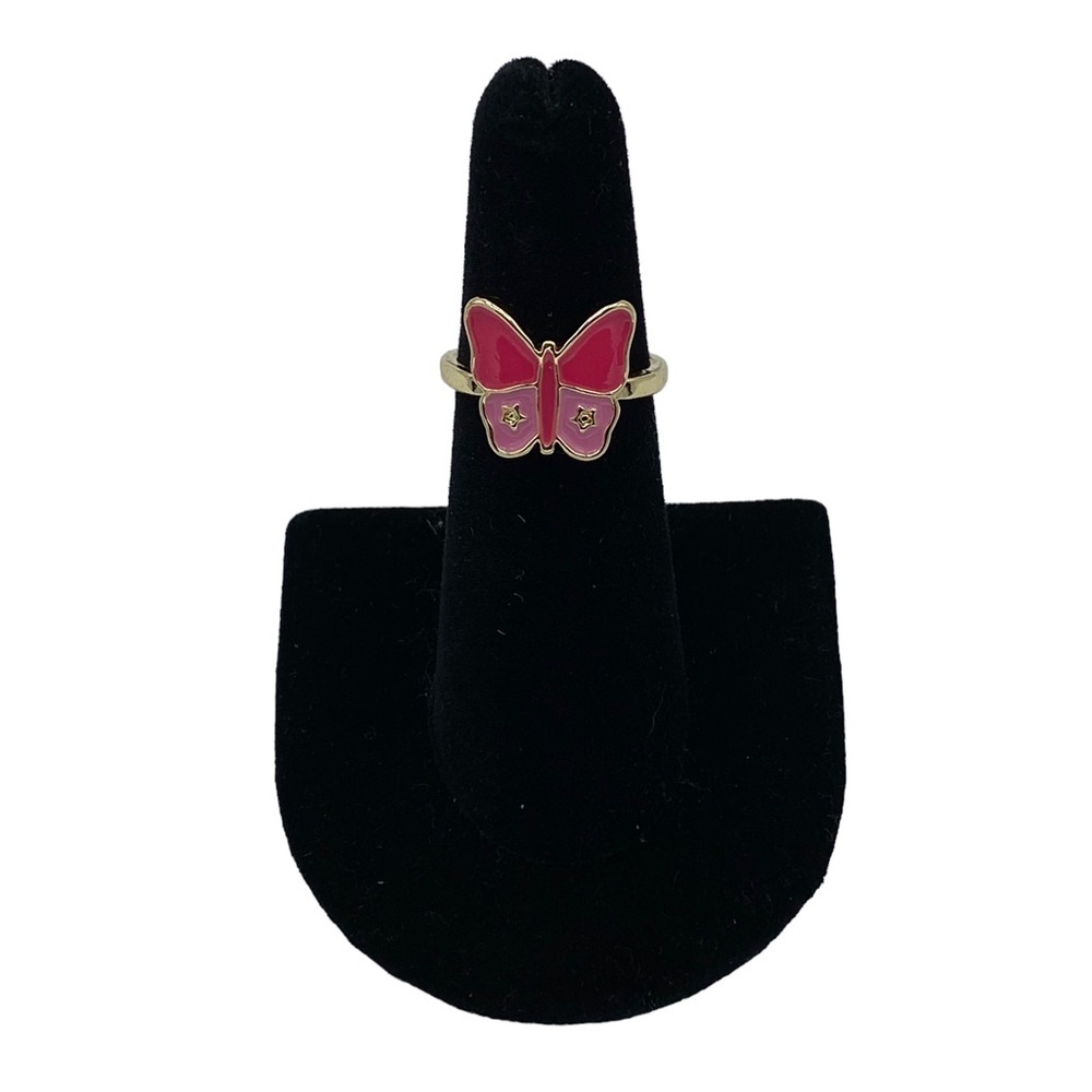 Gold Pink Butterfly Mini Diamond Ring